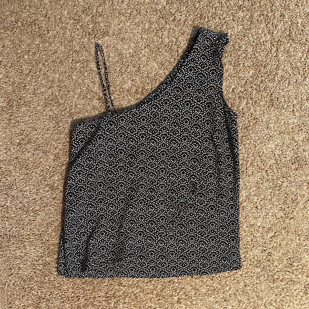 Banana Republic One Shoulder Strappy Black and White Tank - Size M